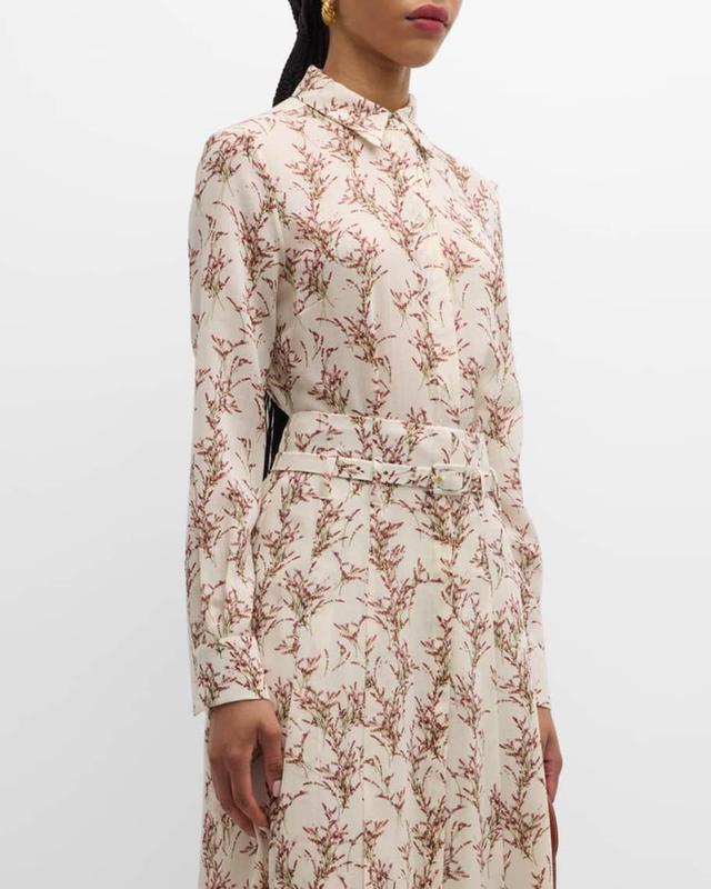 Henri Bouquet-Print Long-Sleeve Collared Blouse Product Image