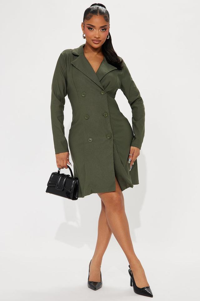 Sarah Stretch Blazer Mini Dress - Olive Product Image