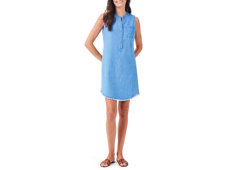 NIC+ZOE Petite Drapey Denim Dress (Mid Wash) Women's Dress Product Image