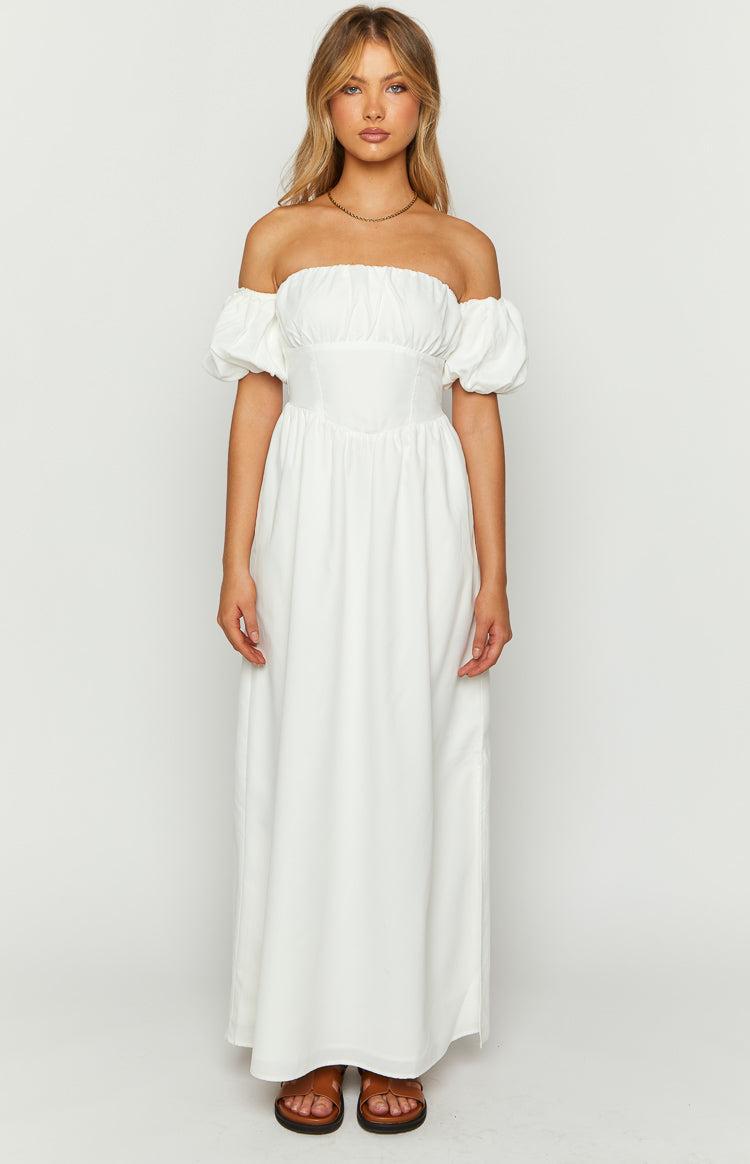 Evander White Off The Shoulder Maxi Dress Product Image