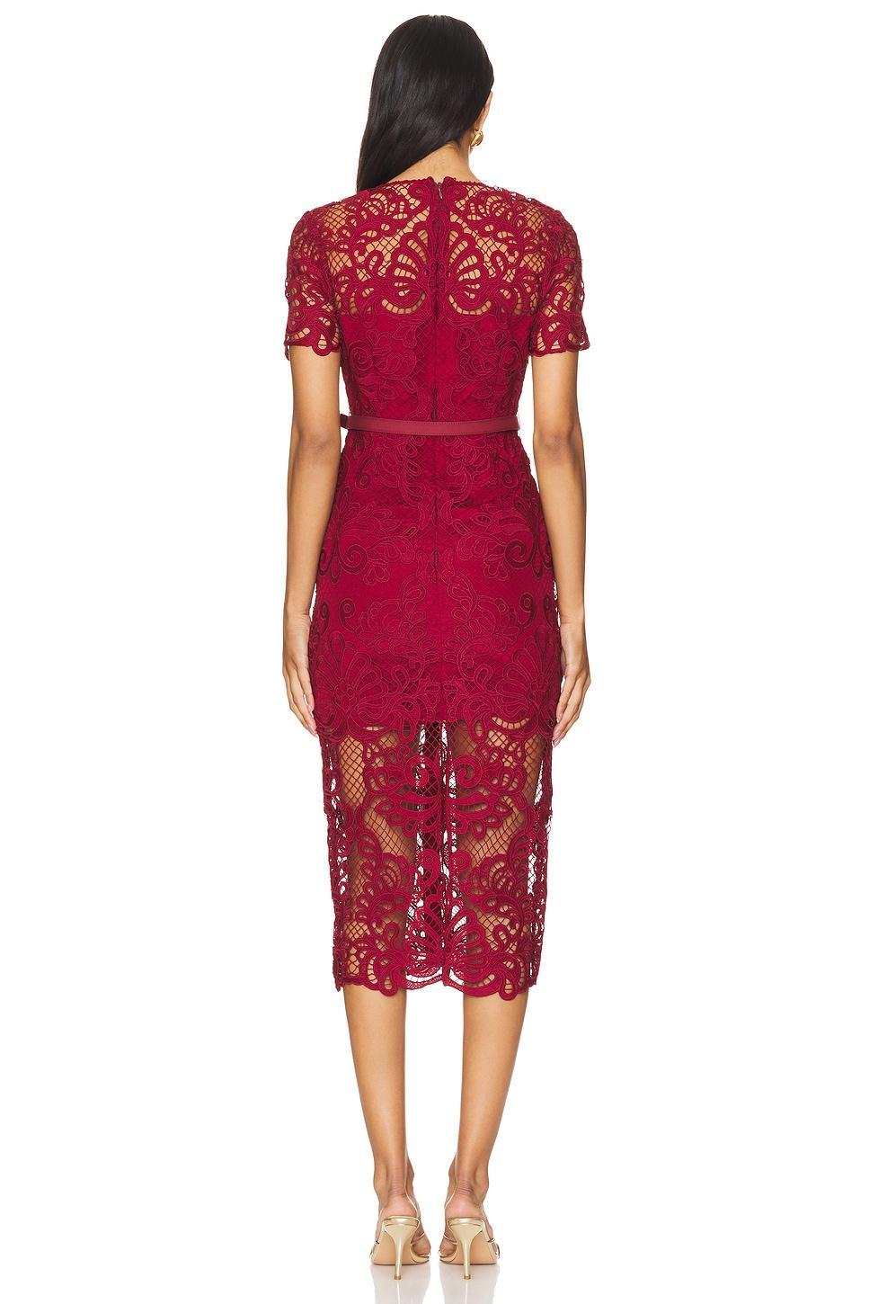 Red Guipure Lace Button Midi Dress self-portrait Product Image