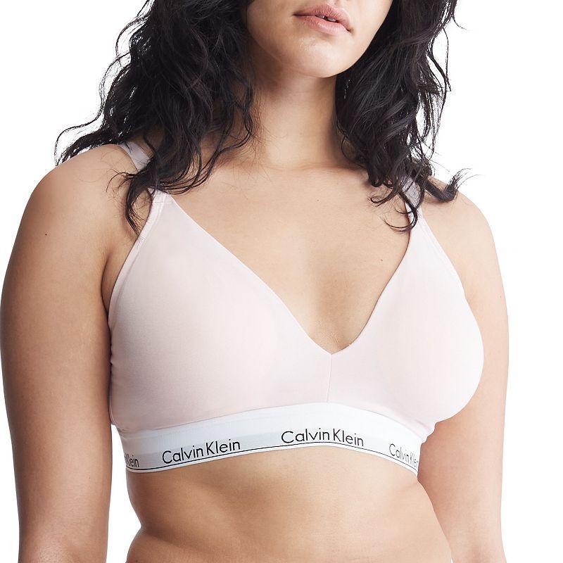 Calvin Klein Womens Modern Cotton Plus Lightly Lined Triangle Bralette - Pink - 1X Product Image