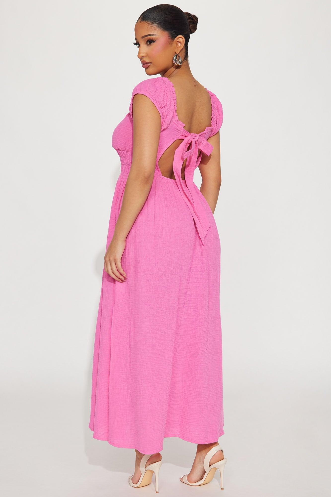 Leah Gauze Maxi Dress - Pink Product Image