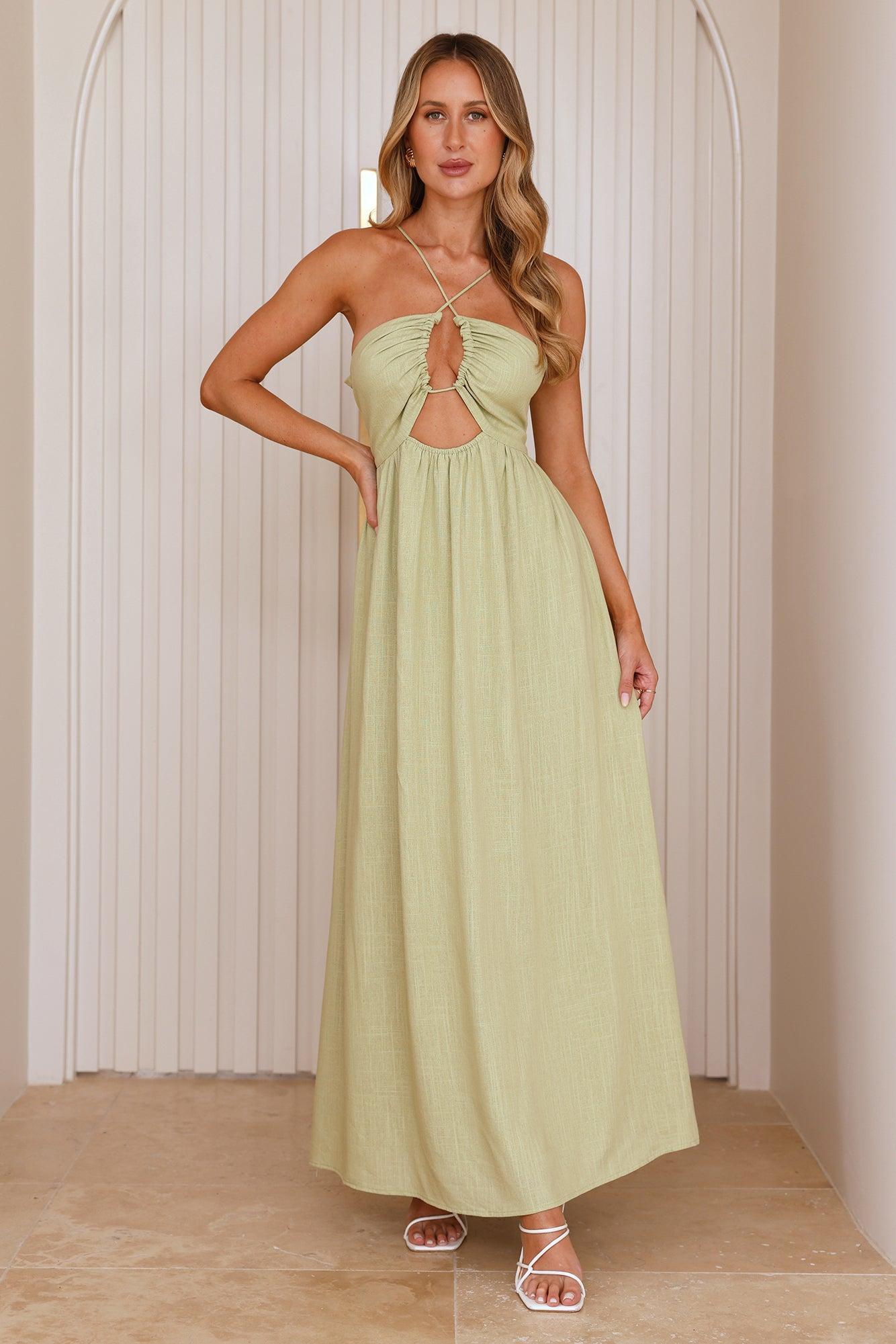 Coastlines Maxi Dress Sage Product Image