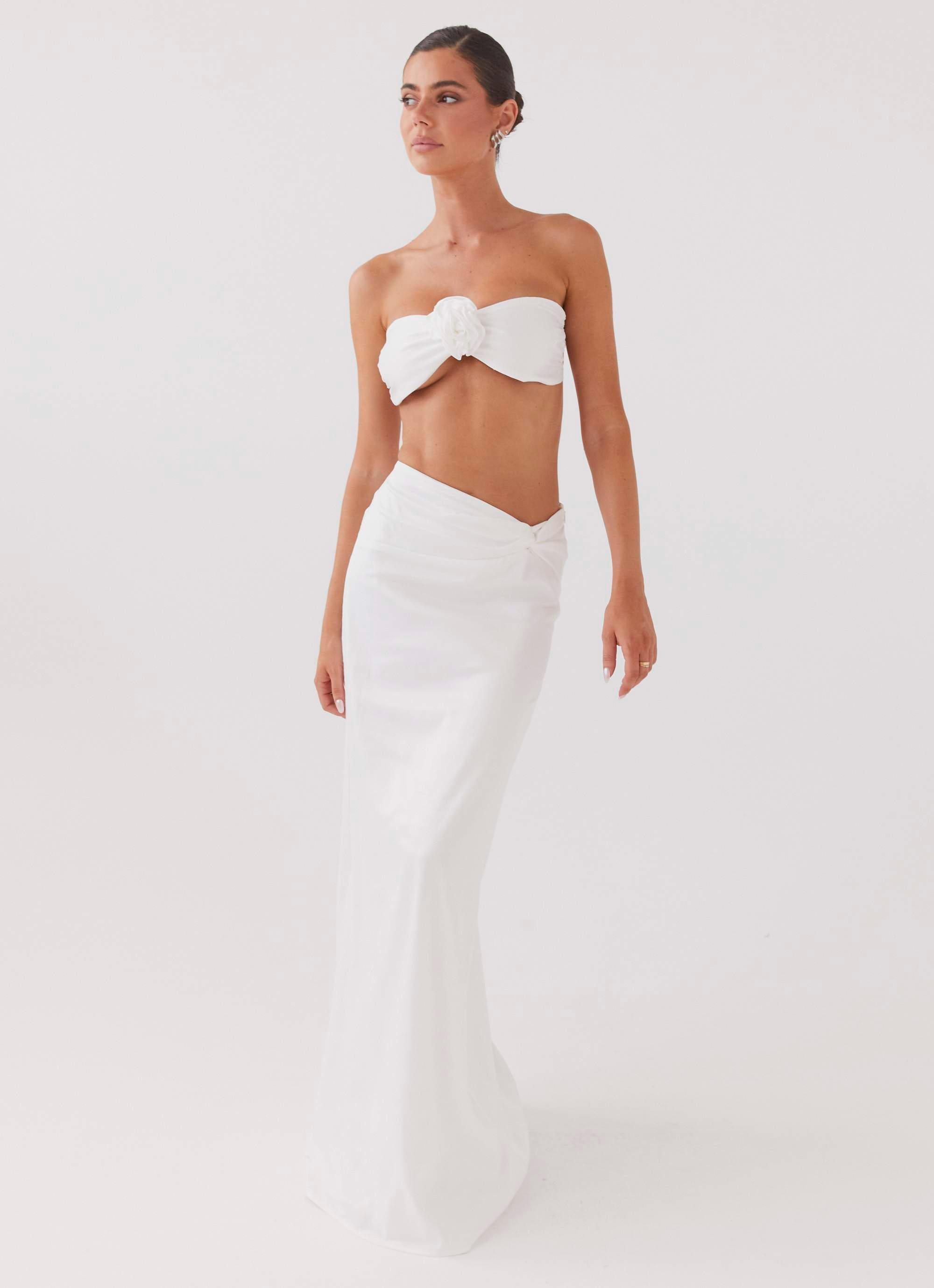 Crescent Light Twist Maxi Skirt - Ivory Product Image