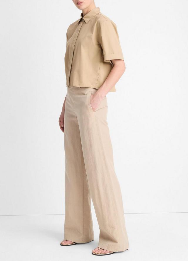 Mid-Rise Textured Wide-Leg Trouser Product Image