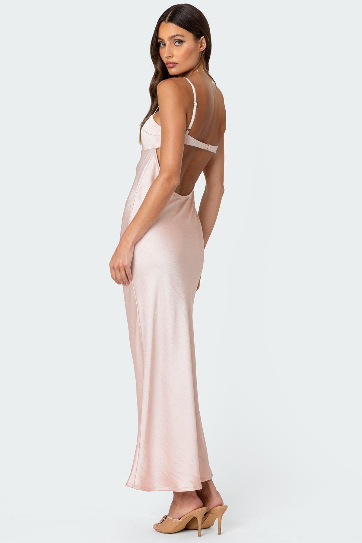 Vienna Open Back Satin Maxi Dress Product Image