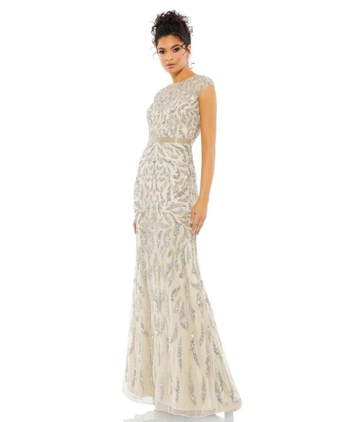 Mac Duggal Beaded Paisley Sleeveless Trumpet Gown Product Image