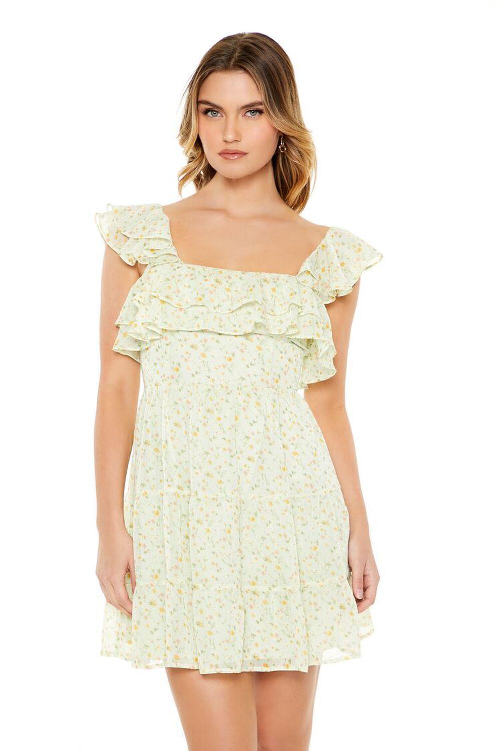 Ditsy Floral Ruffle Mini Dress | Forever 21 Product Image