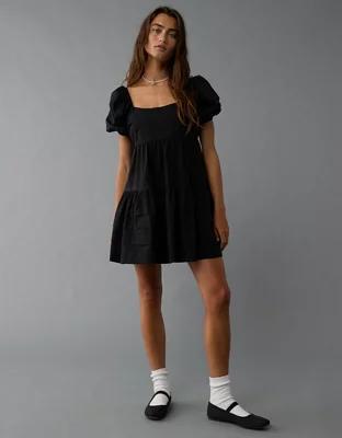 AE Puff Sleeve Tiered Babydoll Mini Dress Product Image