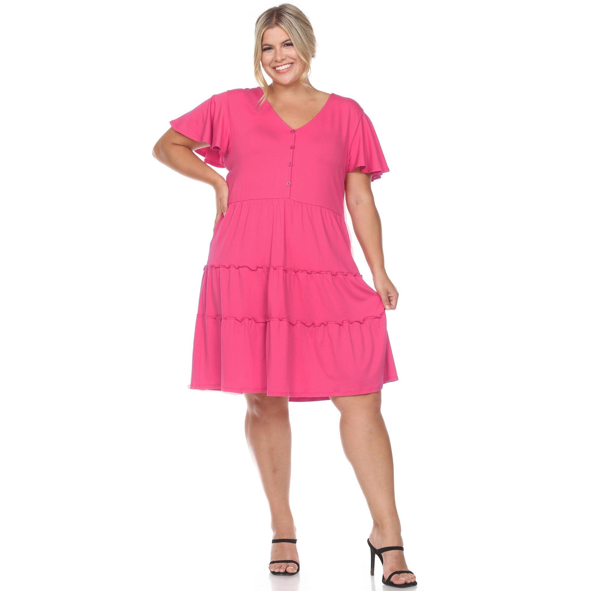 Short Sleeve V-neck Tiered Dress - Plus Product Image