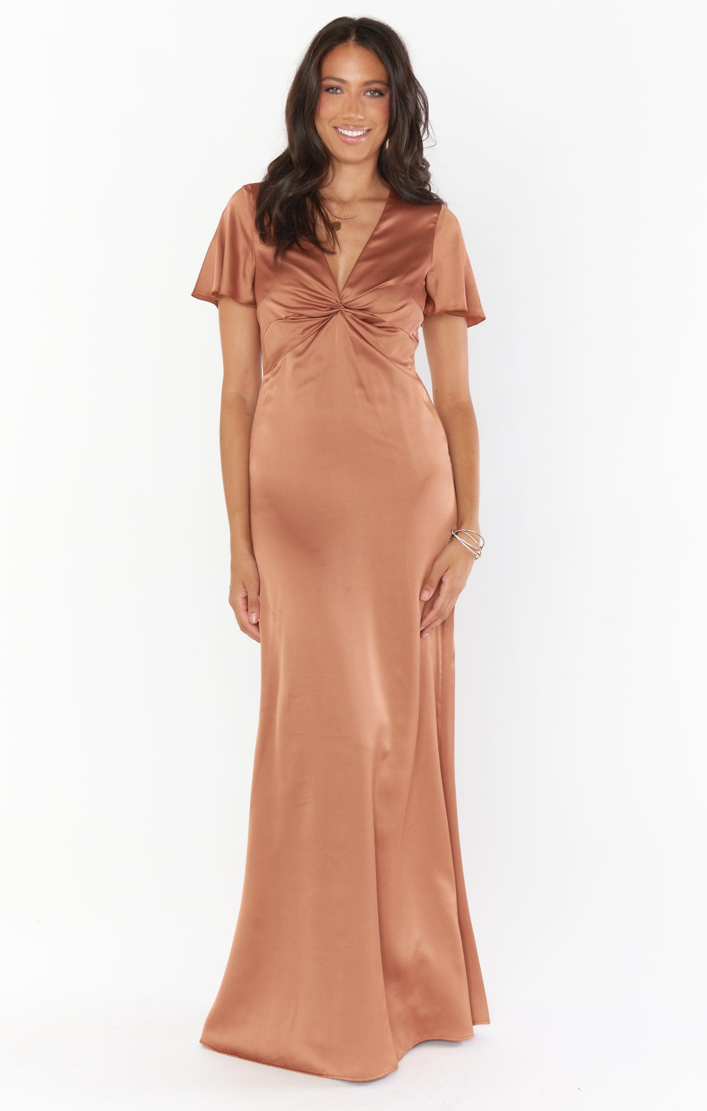 Rome Twist Gown ~ Copper Luxe Satin Product Image