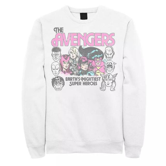 Mens Marvel The Avengers Earths Mightiest Super Heroes Group Shot Retro Graphic Sweatshirt Product Image