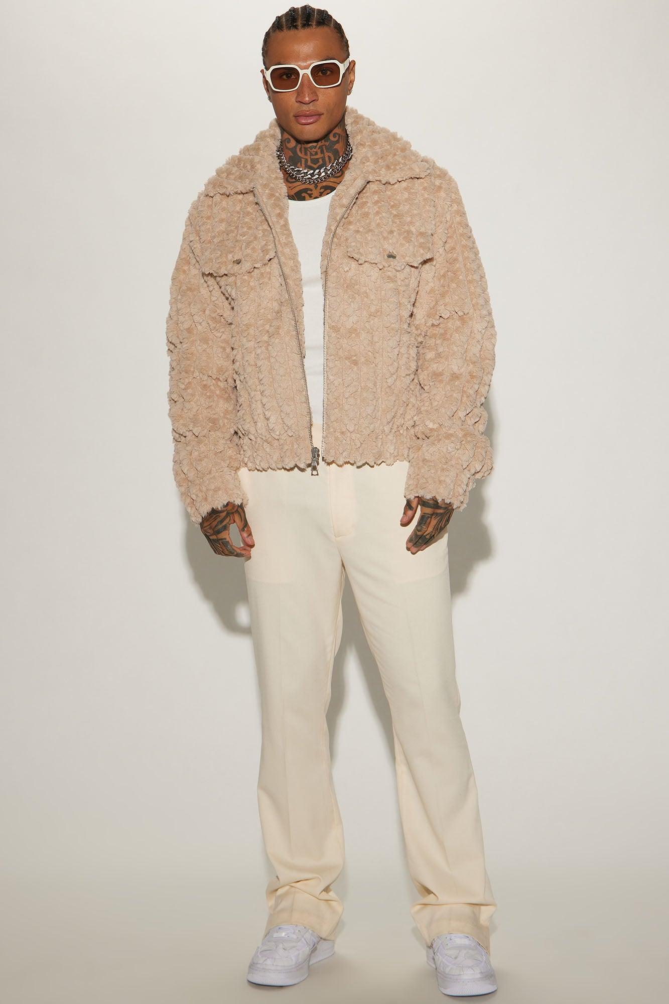 Too Good Faux Fur Zip Trucker Jacket - Taupe Product Image