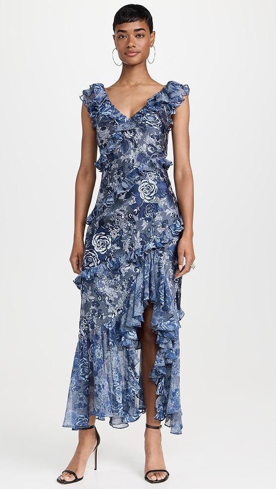 Cinq à Sept Indigo Floral Ora Dress | Shopbop Product Image