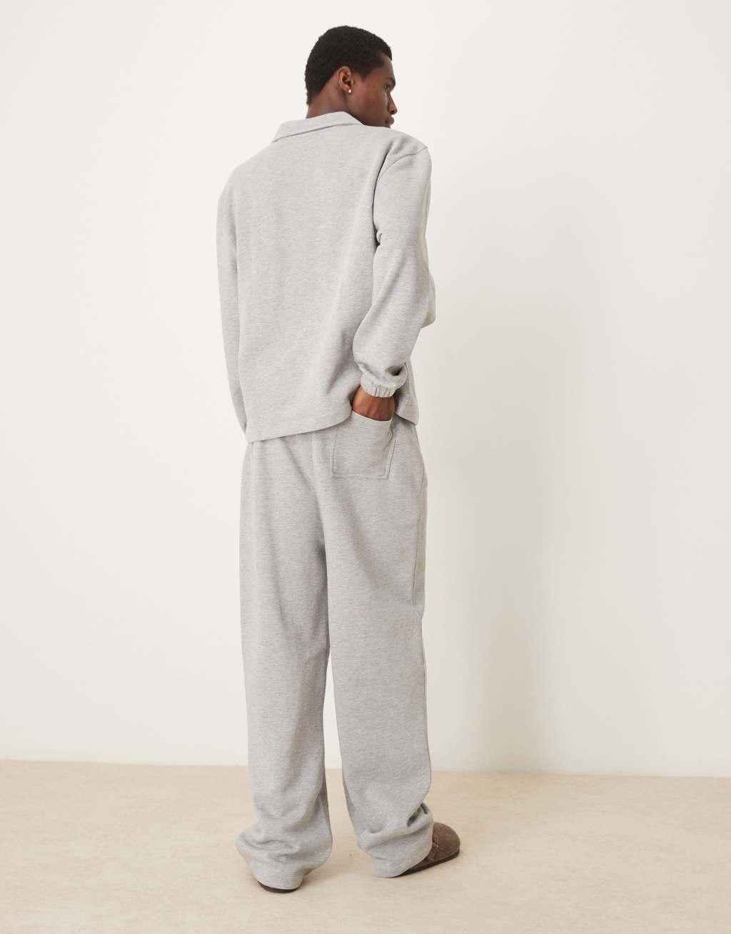 ASOS DESIGN wide leg sweatpants in heather gray Product Image