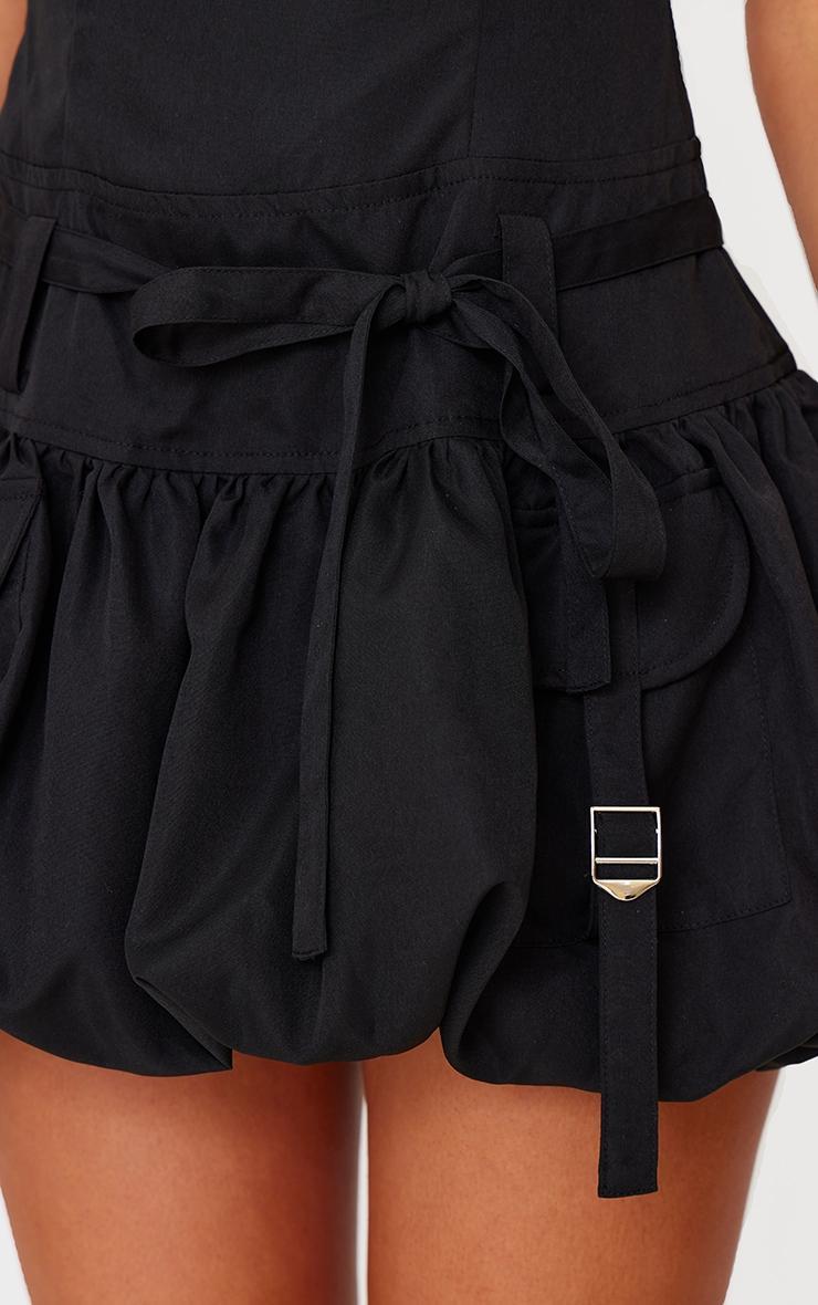 Black Square Neck Puffball Dress Product Image