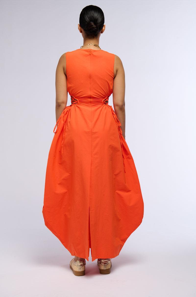 ALINA LACE UP DETAIL MAXI DRESS IN ORANGE Product Image