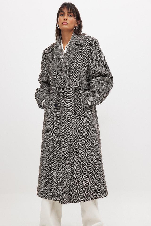 Herringbone Belted Coat Product Image