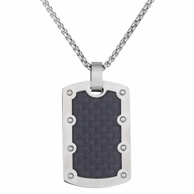 Mens LYNX Stainless Steel Riveted Dog Tag Pendant Necklace Product Image