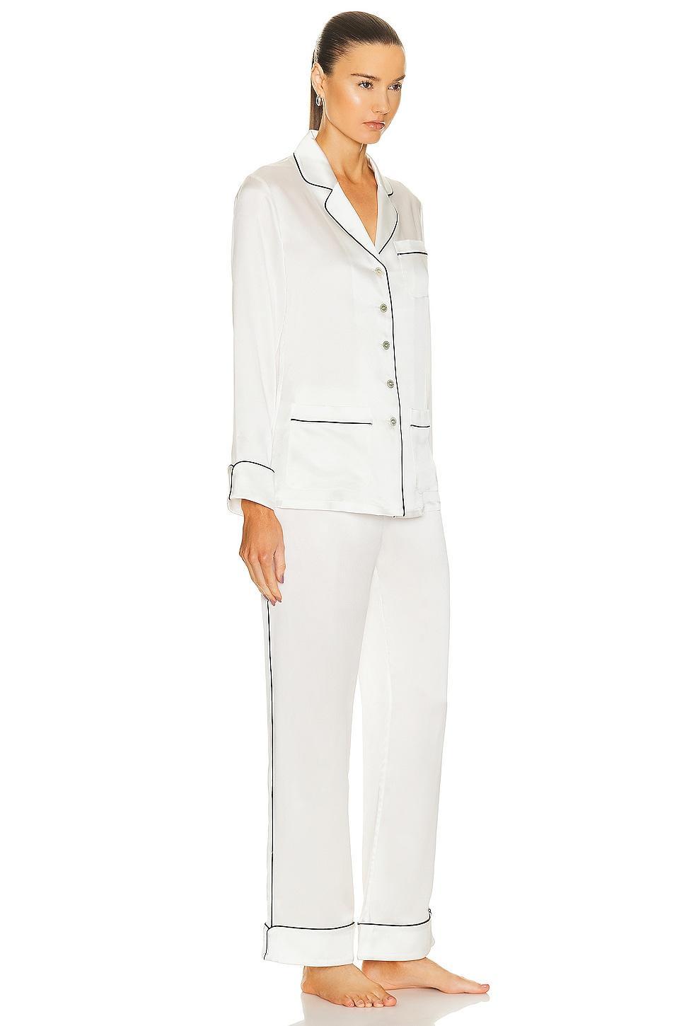 Olivia von Halle Coco Pajama Set in Ivory Product Image