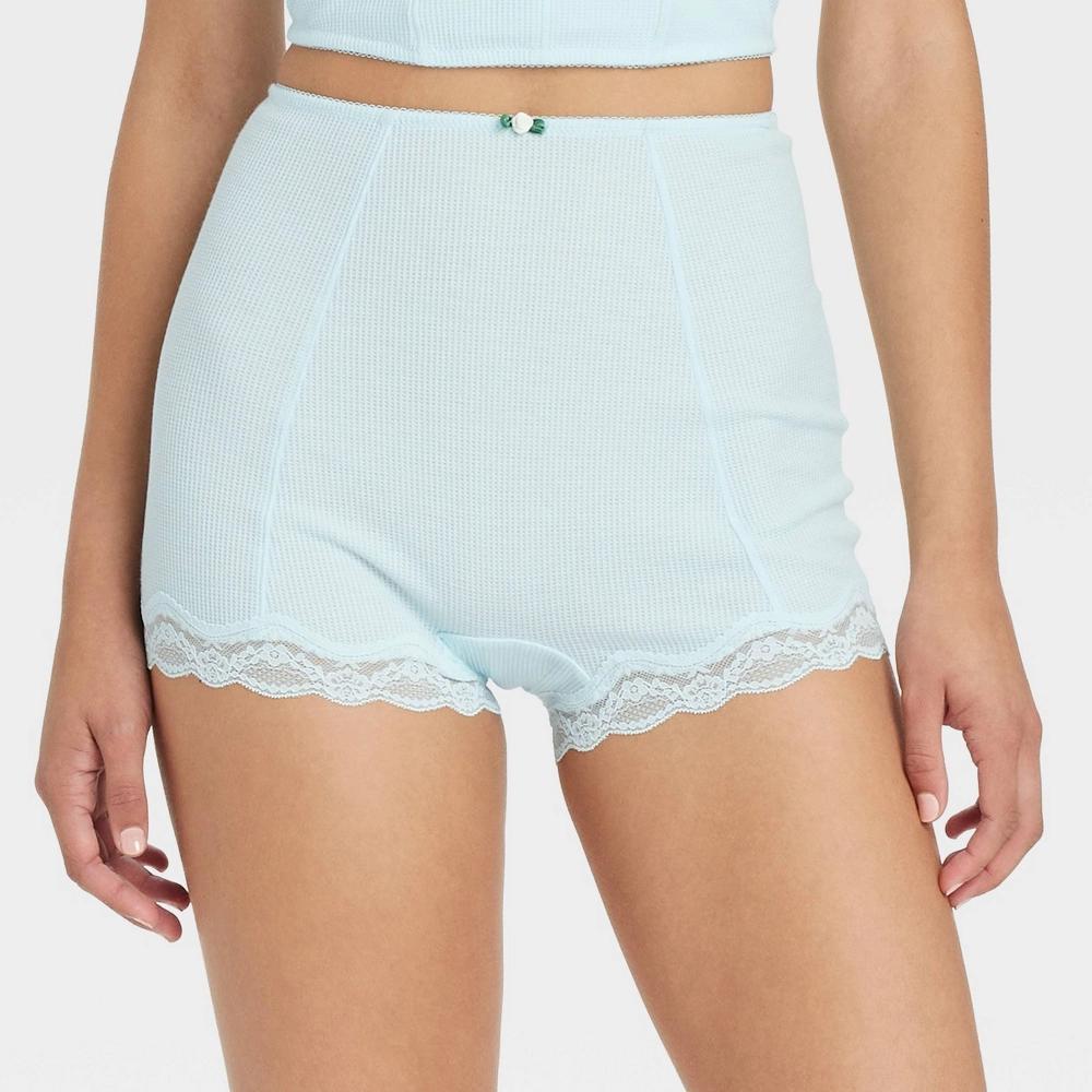 Women's Waffle Boy Shorts - Colsie™ Blue XS Product Image