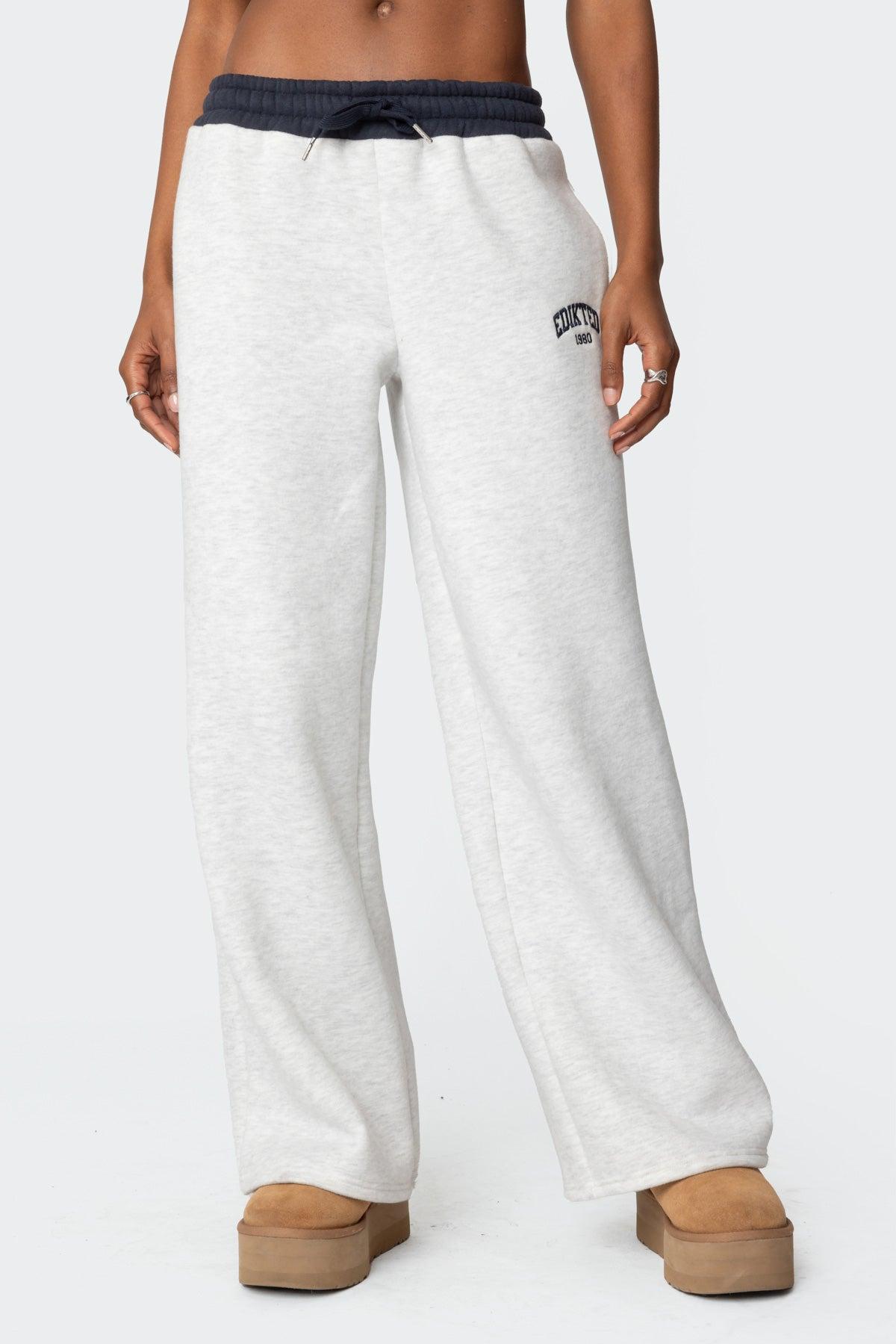 Edikted Contrast Embroidered Sweatpants Product Image