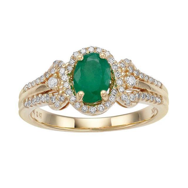 Gemminded 10k Gold Emerald & 1/4 Carat T.W. Diamond Ring, Womens Product Image