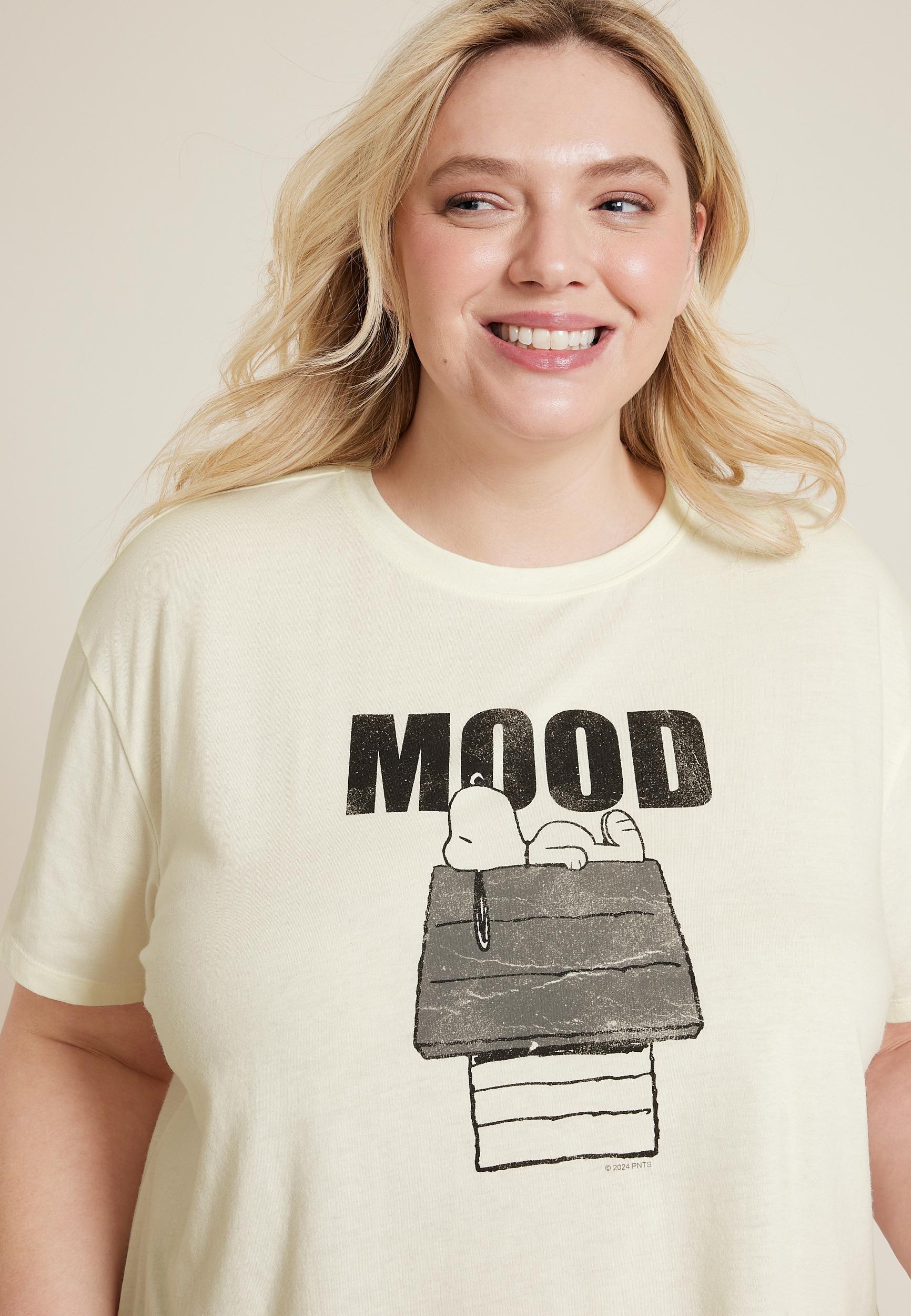 Maurices 4X Plus Size Womens Snoopy Mood Oversized Fit Graphic Tee White Product Image