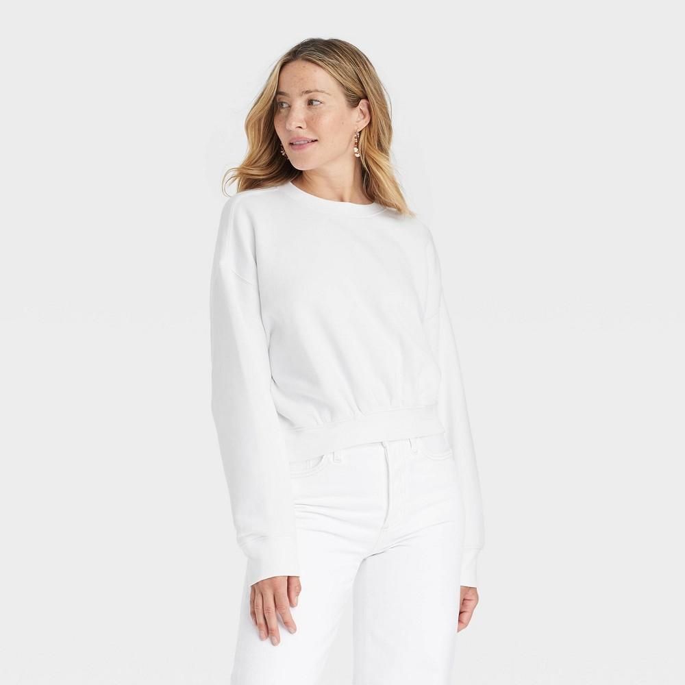 Womens Leisure Studio Pullover Sweatshirt - Universal Thread White L Product Image