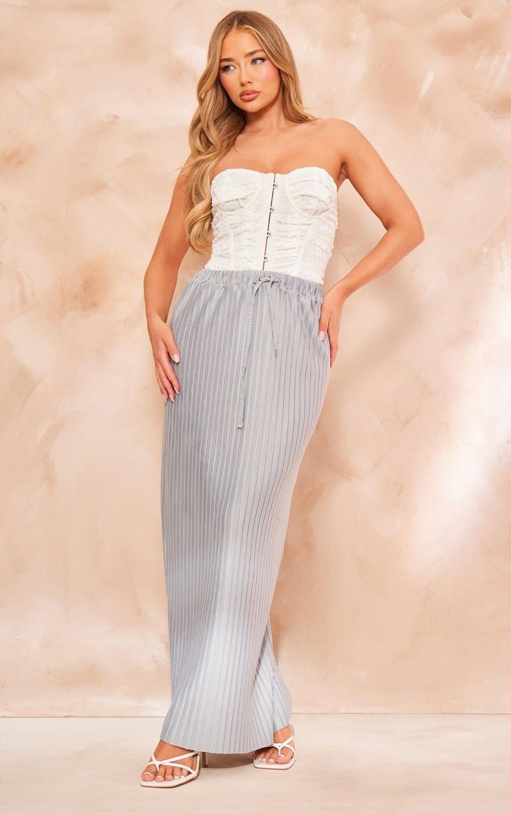 Grey Plisse Flowy Maxi Skirt Product Image