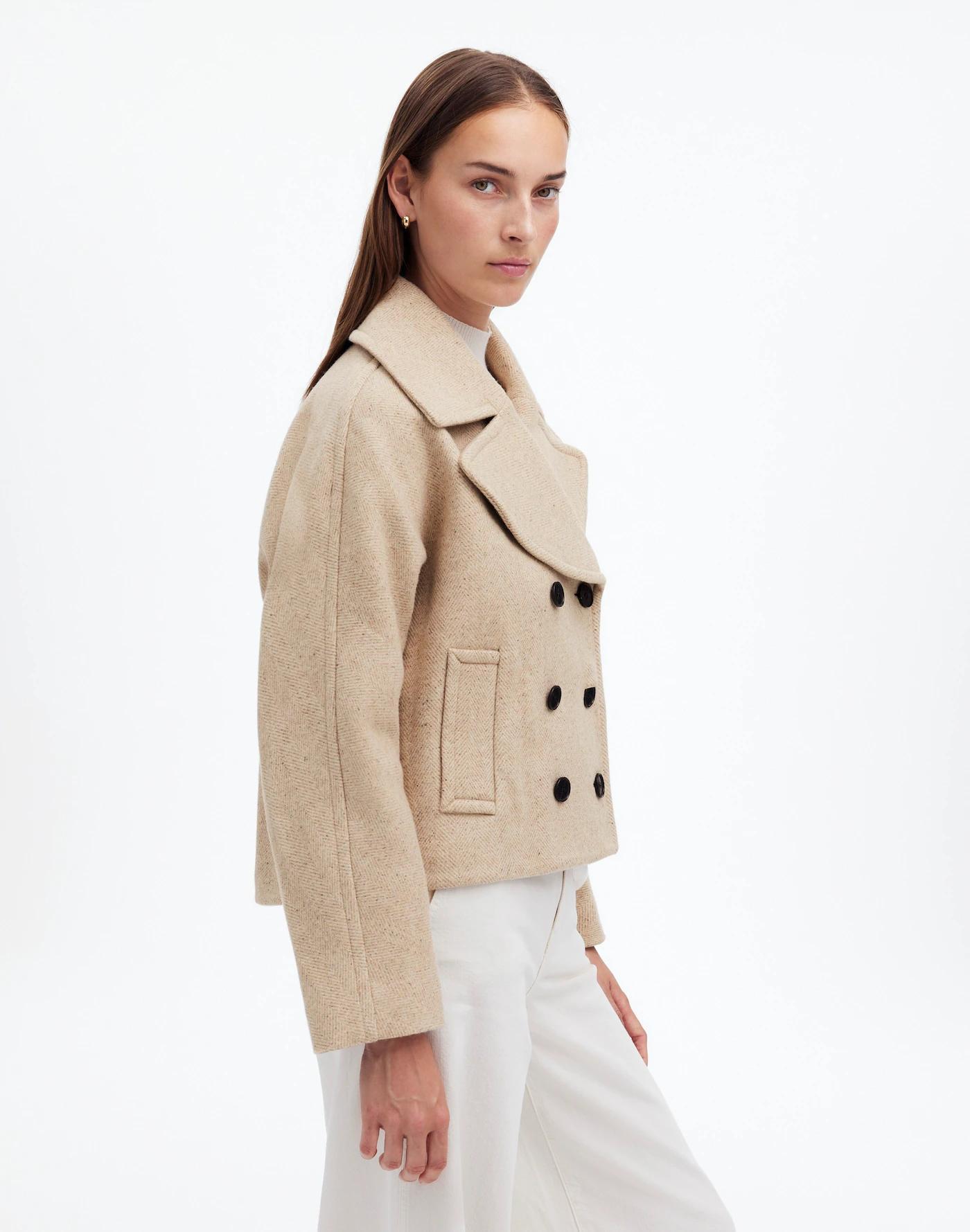 Oversized-Collar Short Peacoat Product Image