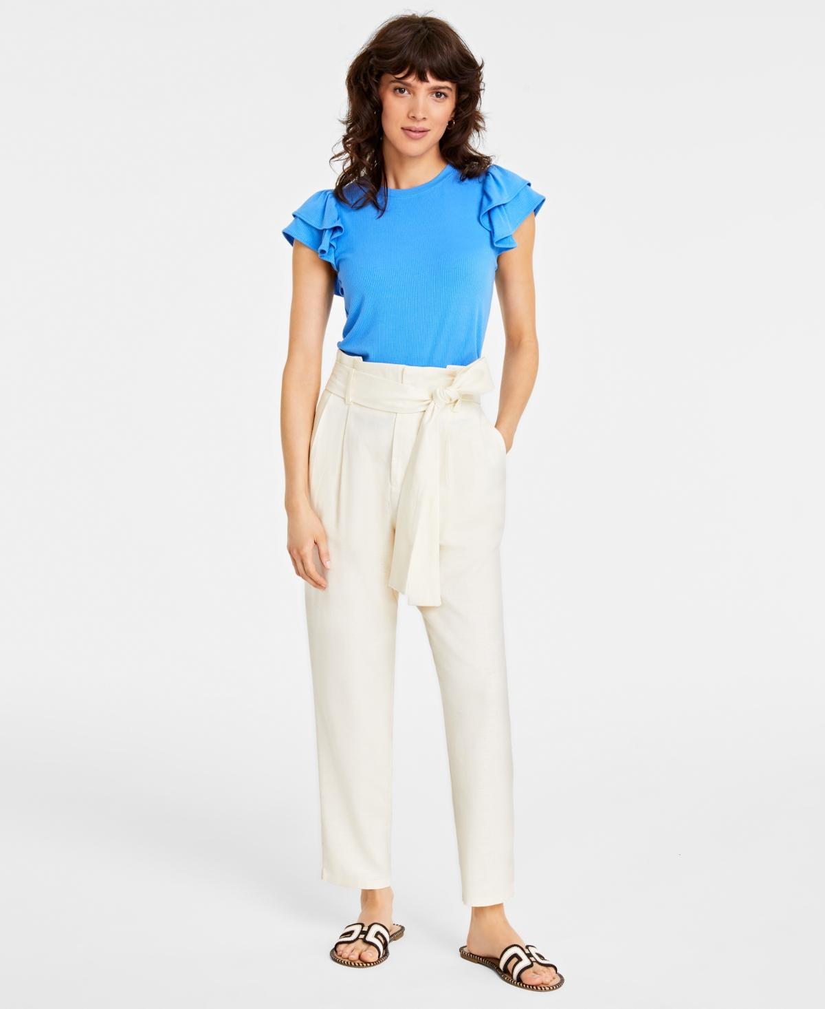 Trendy Plus Size Belted High-Rise Ankle Pants, Created for Macy's  Product Image