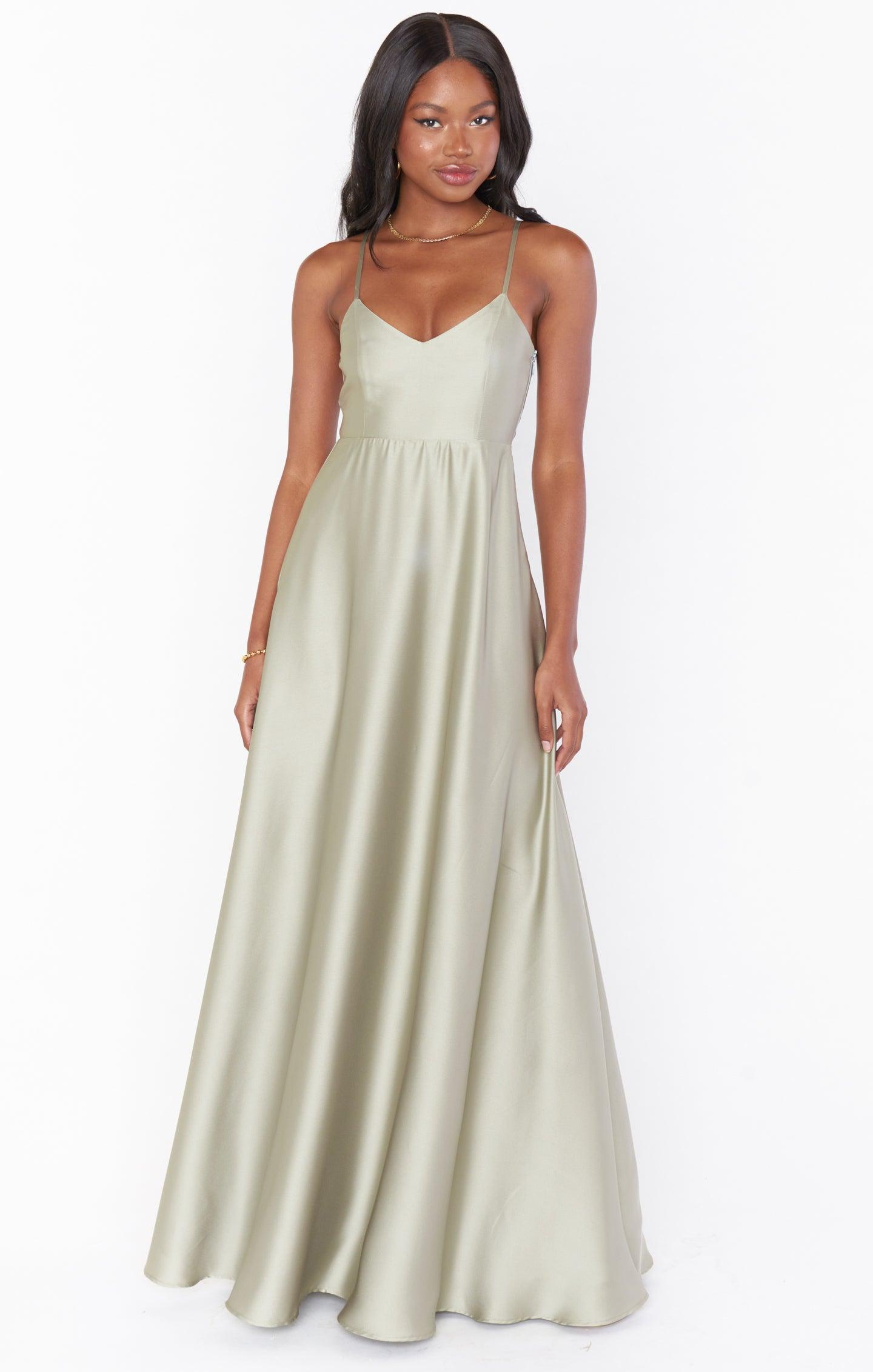 Faith Maxi Dress ~ Moss Green Luxe Satin Product Image