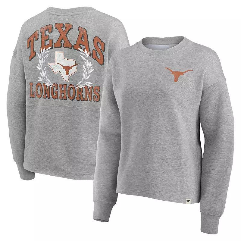 Womens Fanatics Branded Heather Gray Texas Longhorns Ready Play Crew Pullover Sweatshirt Product Image