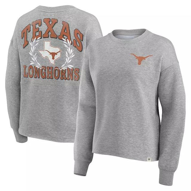 Womens Fanatics Branded Heather Gray Texas Longhorns Ready Play Crew Pullover Sweatshirt Product Image