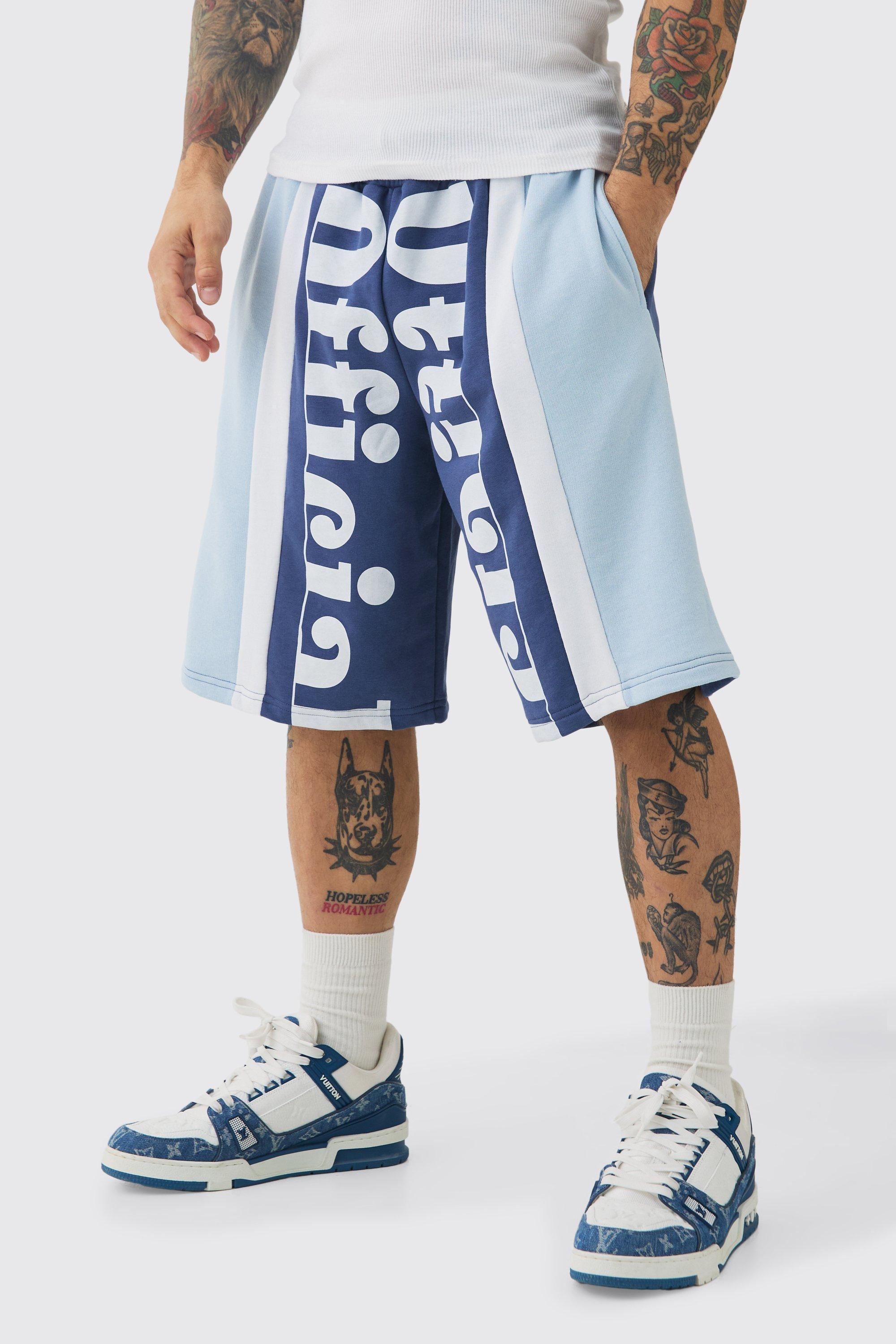 Oversized Long Length Official Loopback Shorts | boohooMAN USA Product Image