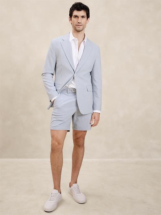 Tailored-Fit Striped Seersucker Suit Jacket Product Image