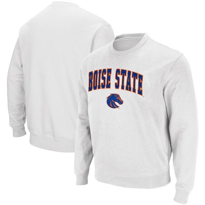 Mens Colosseum White Boise State Broncos Arch & Logo Tackle Twill Pullover Sweatshirt Product Image