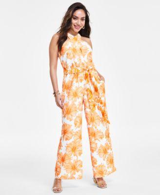 Petite Printed Halter Jumpsuit, Created for Macy's Product Image