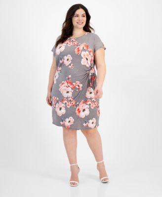 Plus Size Floral-Print Sarong Dress Product Image