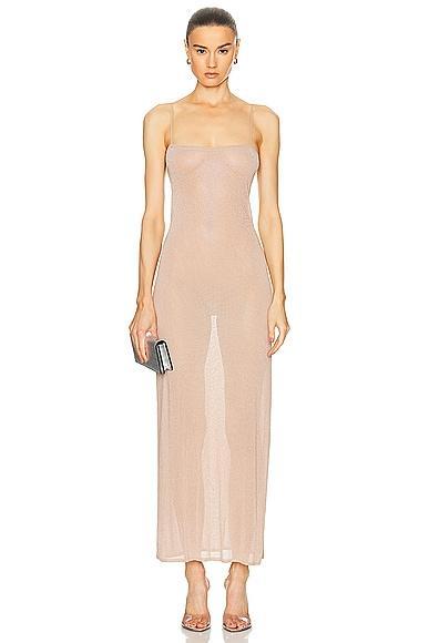 Alexander Wang Cami Slip Dress With Clear Bead Hotfix in Metallic Gold Product Image