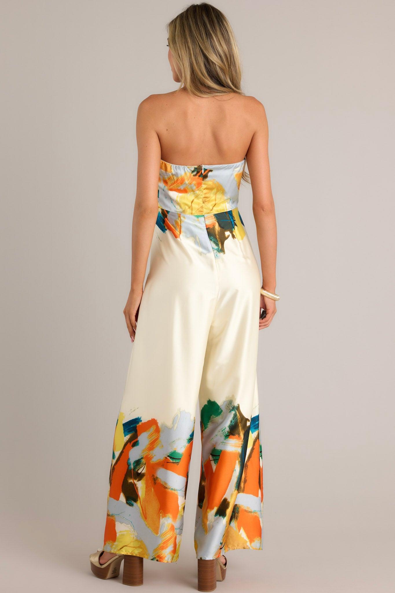 Fresh Beginnings Ivory Multi Print Strapless Jumpsuit Product Image