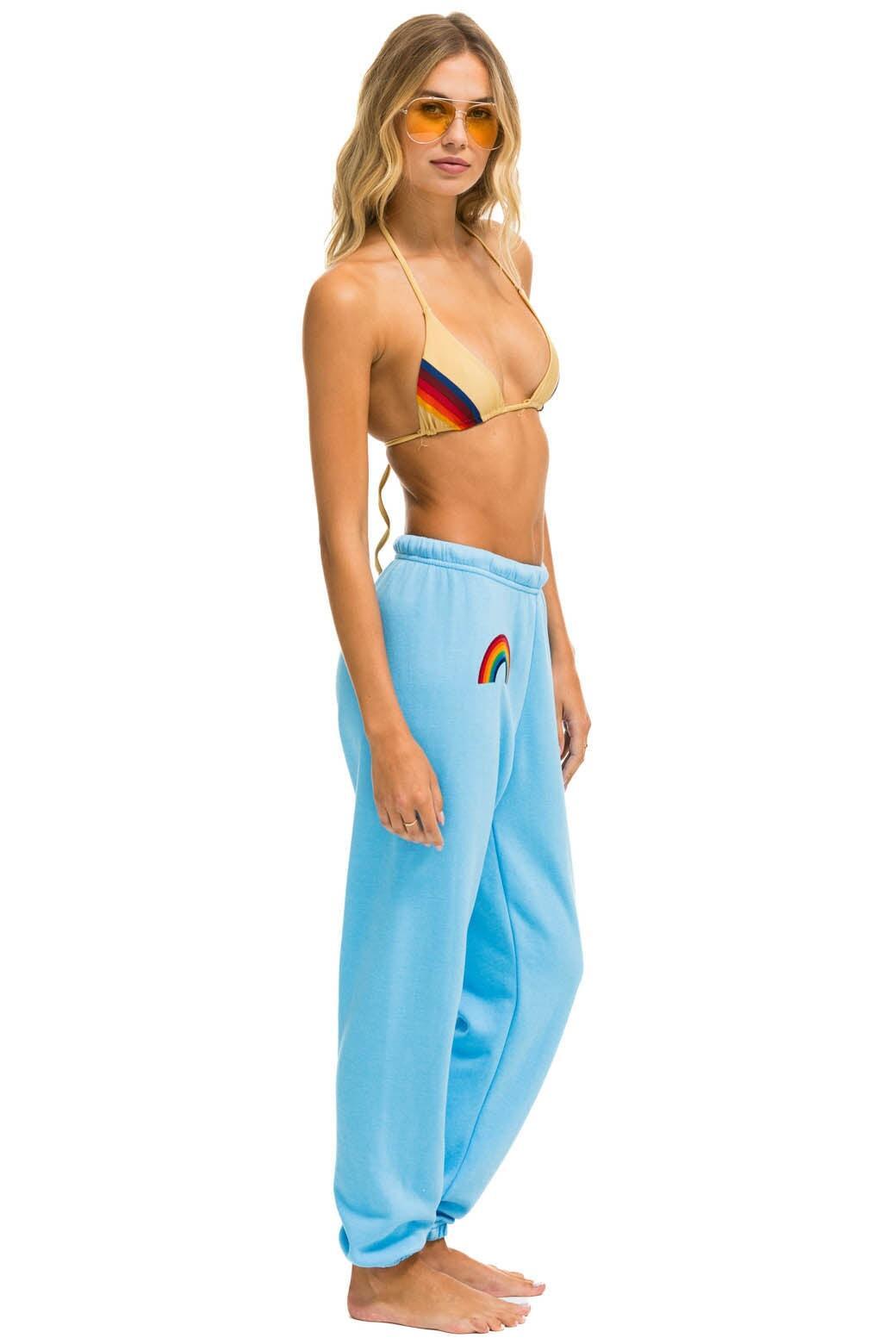 RAINBOW EMBROIDERY SWEATPANTS - SKY Female Product Image