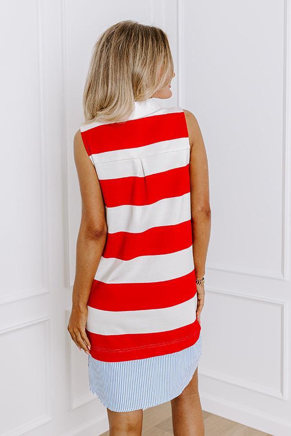 Nautical Charm Mini Dress in Red Product Image