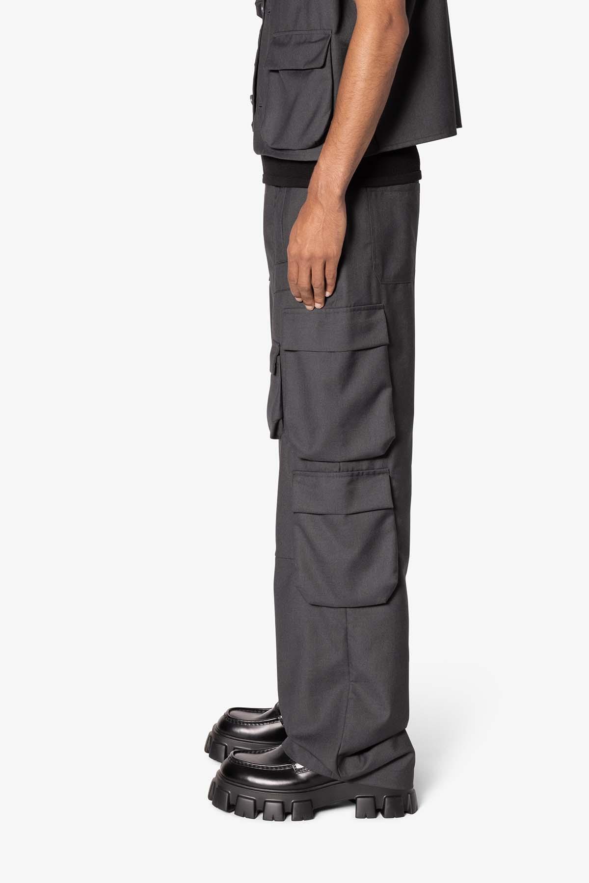 Bonded Gabardine Cargo Pants - Grey Product Image