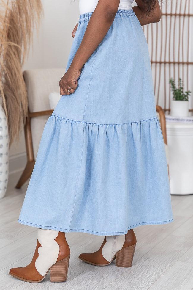 By Your Side Denim Midi Skirt Product Image