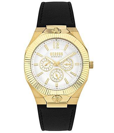 Versus By Versace Mens Echo Park Multifunction Black Leather Strap Watch Product Image