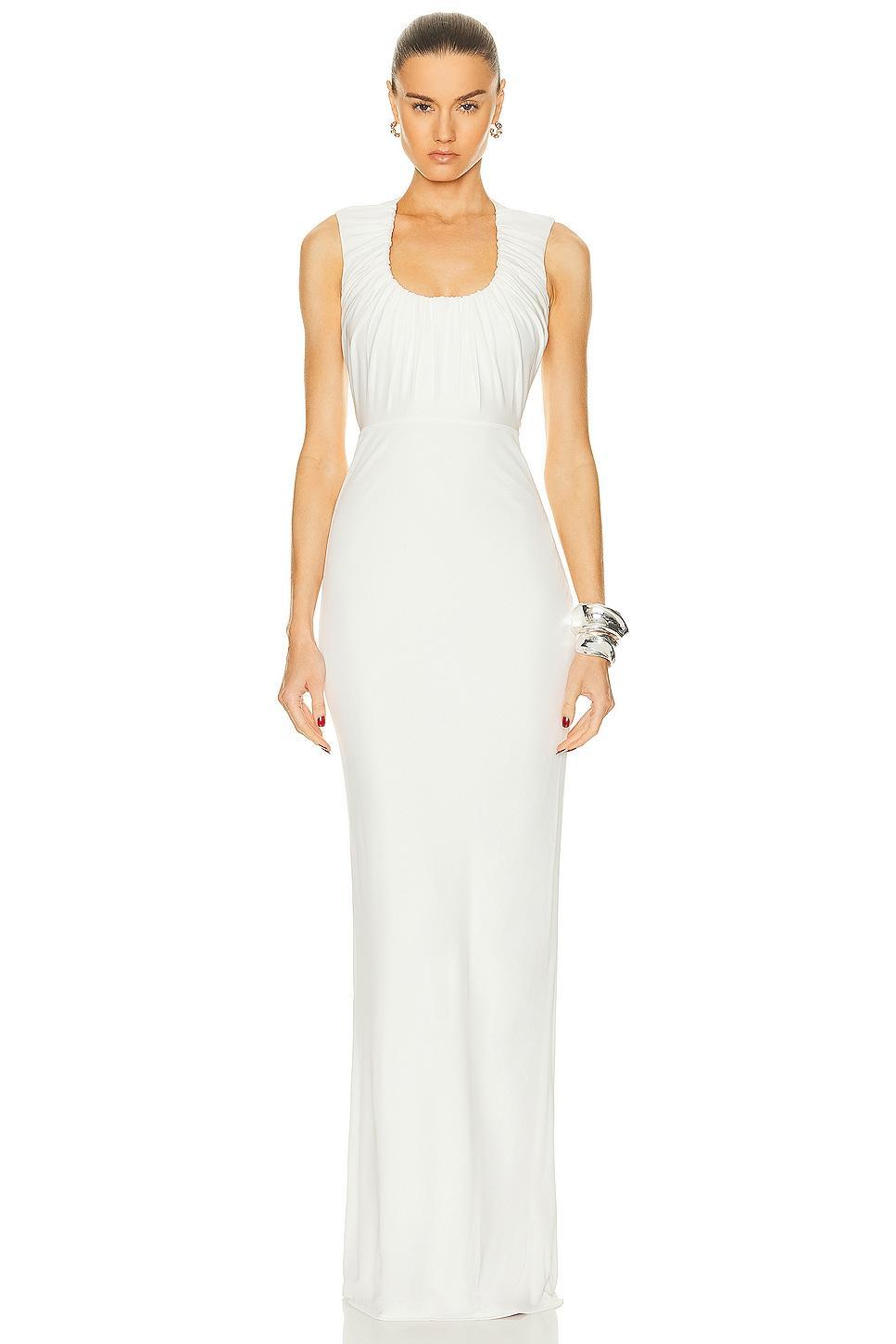 Zeynep Arcay Ruched Neck Jersey Maxi Dress White. (also in 2). Product Image