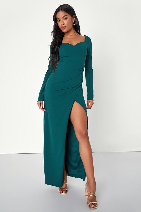 Undeniable Beauty Emerald Green Long Sleeve Tulip Maxi Dress product image